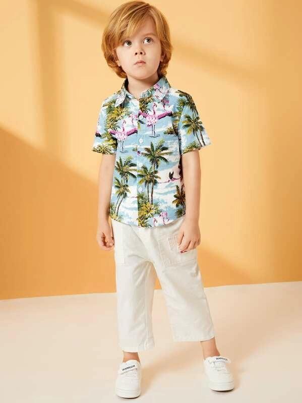 Toddler Boys Tropical & Animal Print Shirt