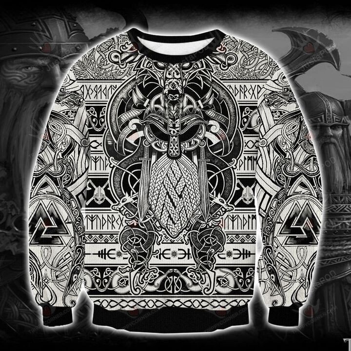 Viking Odin Ugly Christmas Sweater, All Over Print Sweatshirt, Ugly… Ugly Sweater Christmas Gift