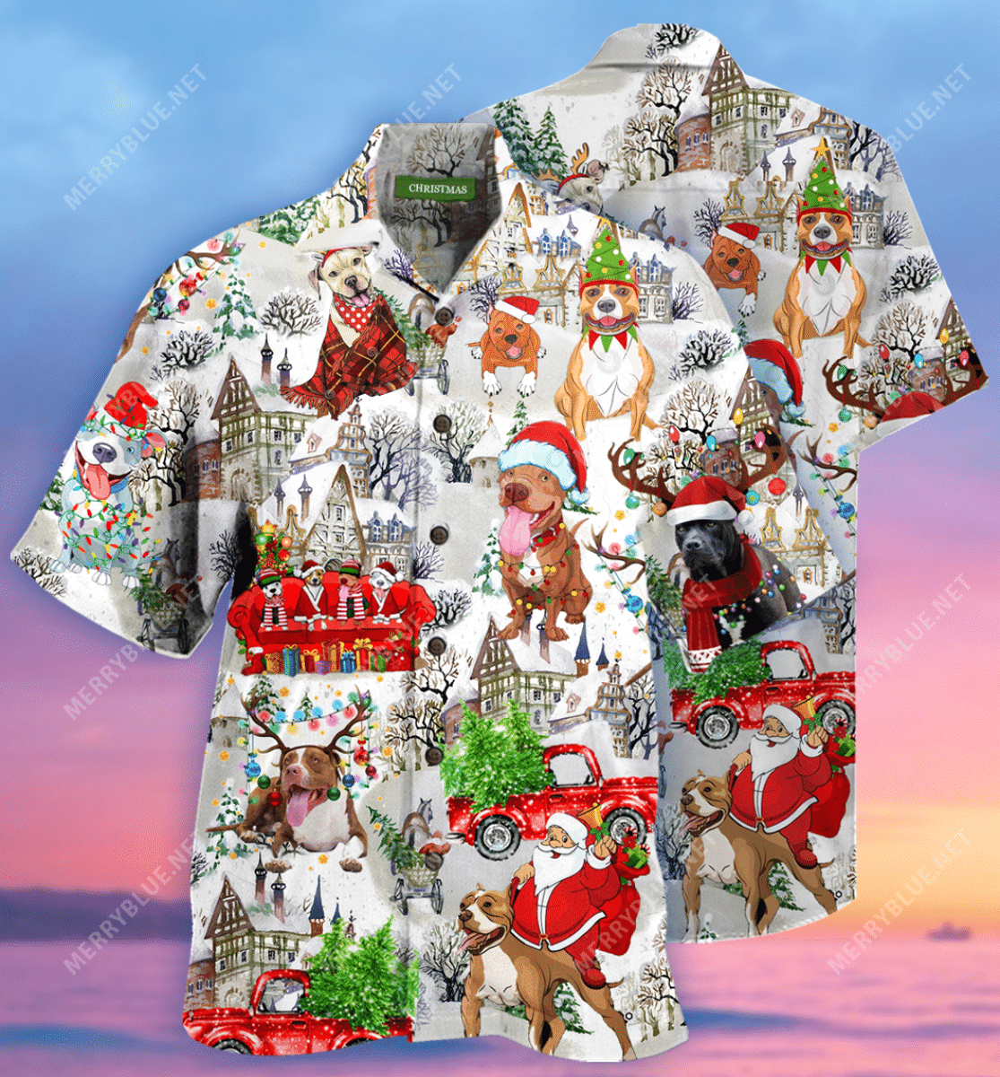 Order Christmas Pit Bulls Unisex Hawaii Shirt Ha41917