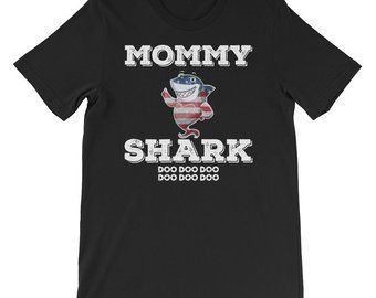 Patriot Glitter Mommy Shark Shirtdoo Doo Doo Matching Family T Unis Shirt