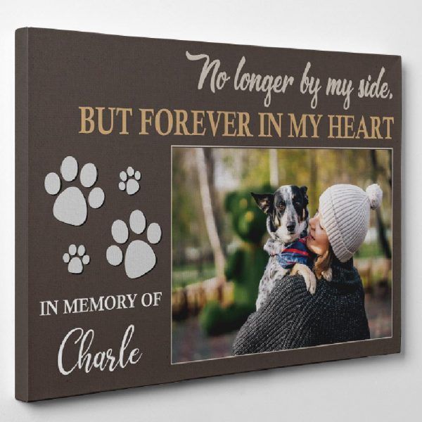 “No Longer by My Side” – Pet Memorial – Custom Photo Canvas Print