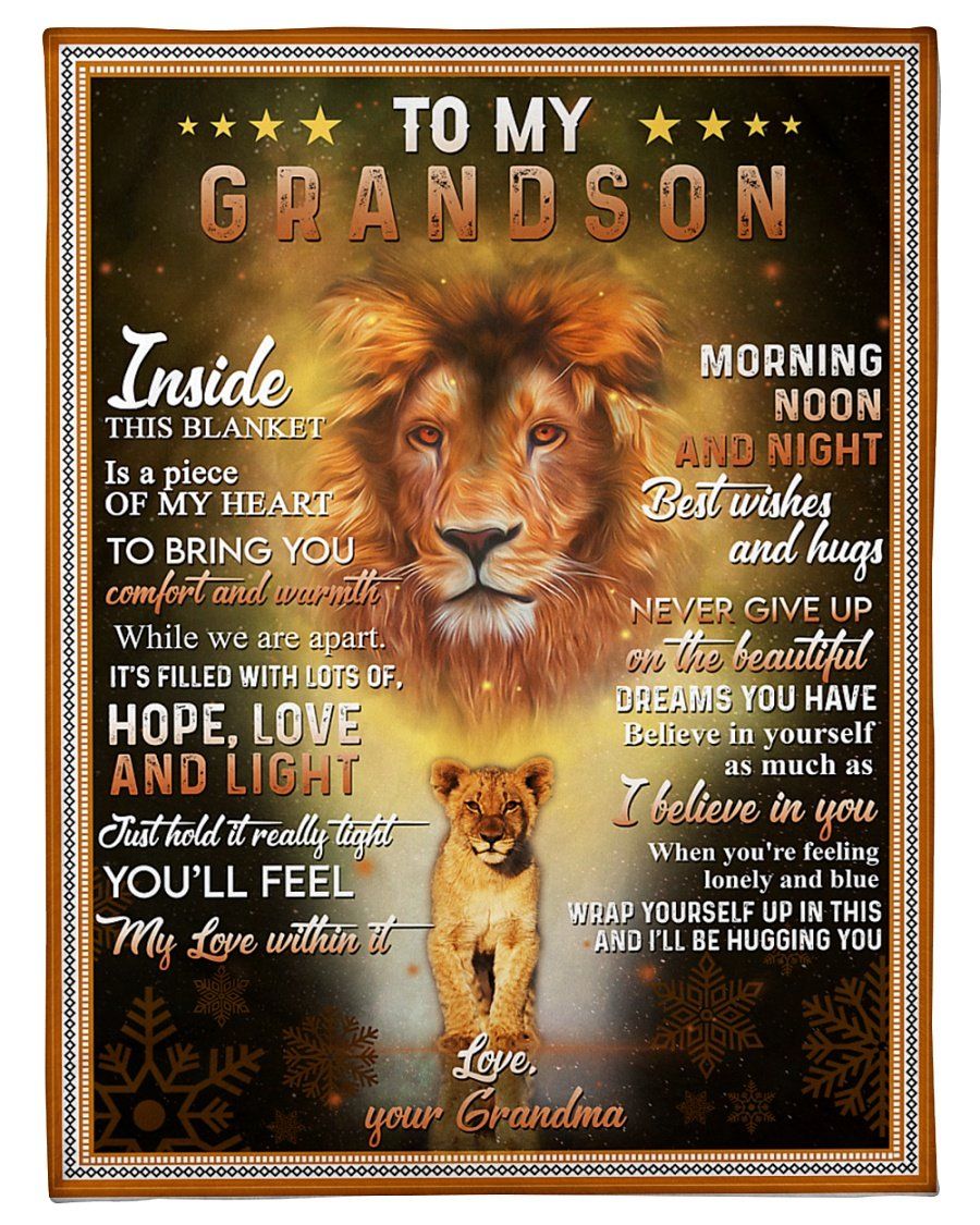 [Personalized Name] Grandma Lion I Believe In You Fleece Blanket, Sherpa Blanket, Gift For Grandson Gift For Family Member, Friends Gift, Christmas Gift, Home Decor, Home Living