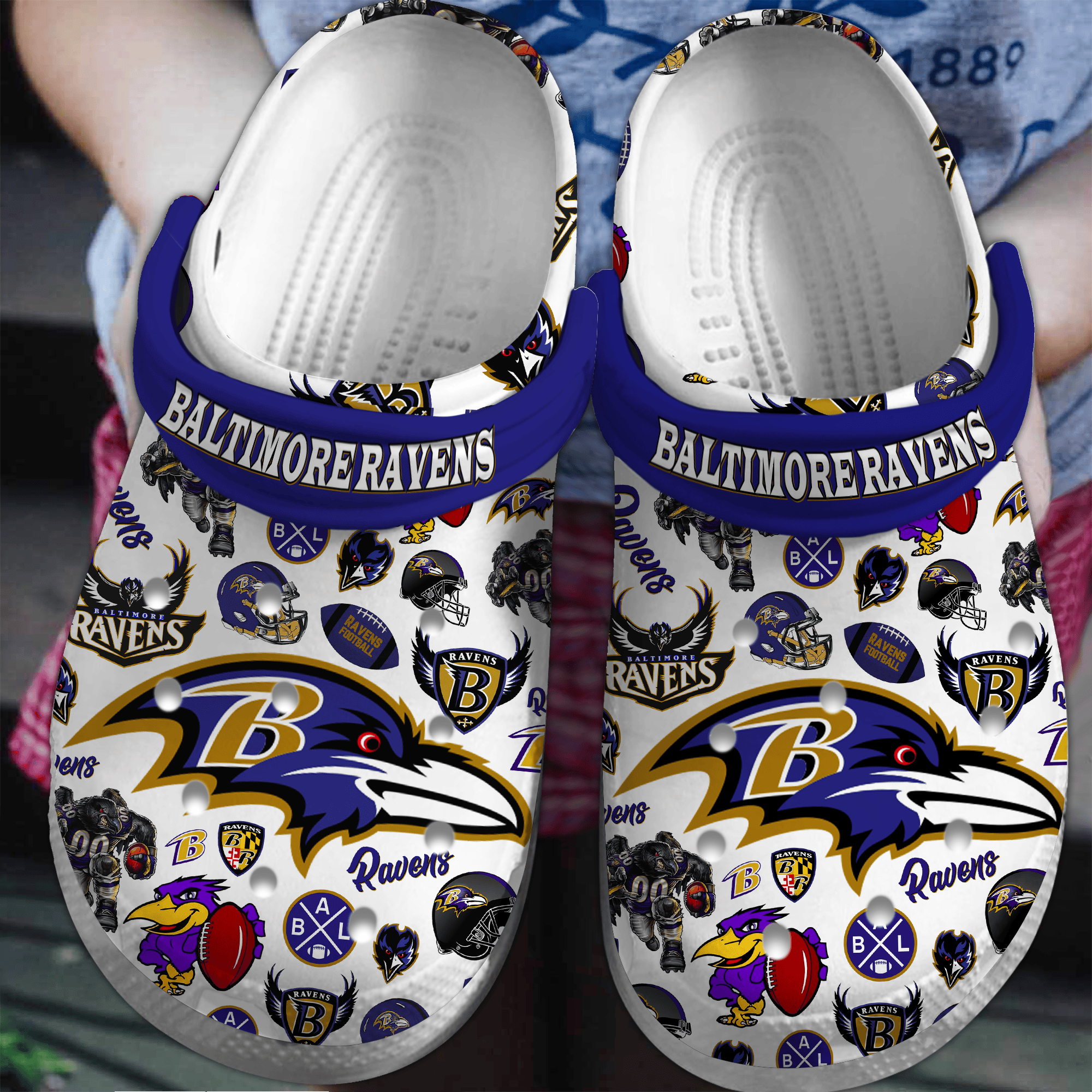 Baltimore Ravens NFL Sport Crocss Crocband Clogs Shoes Comfortable For Men Women and Kids