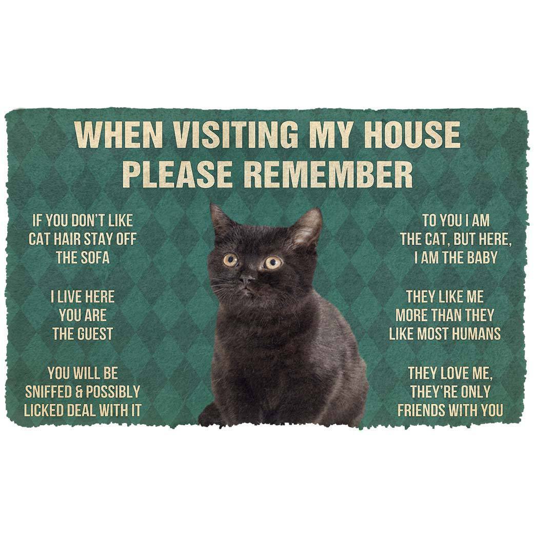 Gearhumans  Gearhuman 3D Please Remember Black Kitten Cats House Rules Custom Doormat