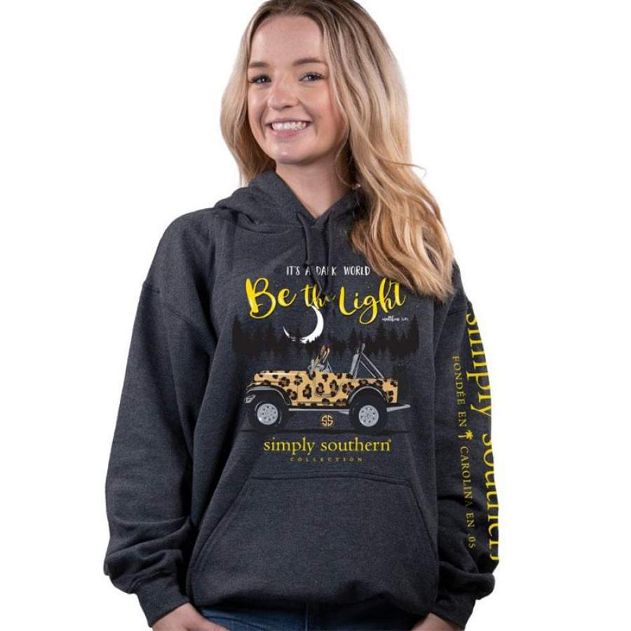 Simply Southern Be The Light Leopard Jeep Pullover Hoodie T-Shirt