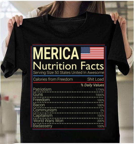 Vibecosy 4Th Of July, Independence Day Gift, Proud American Shirt, Merica Nutrition Facts T-Shirt