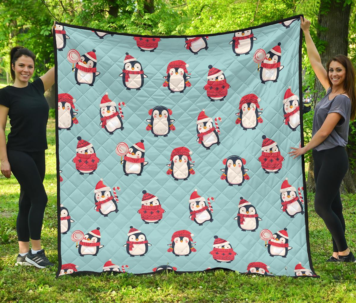 Cute Penguin Christmas  Design Pattern Premium Quilt