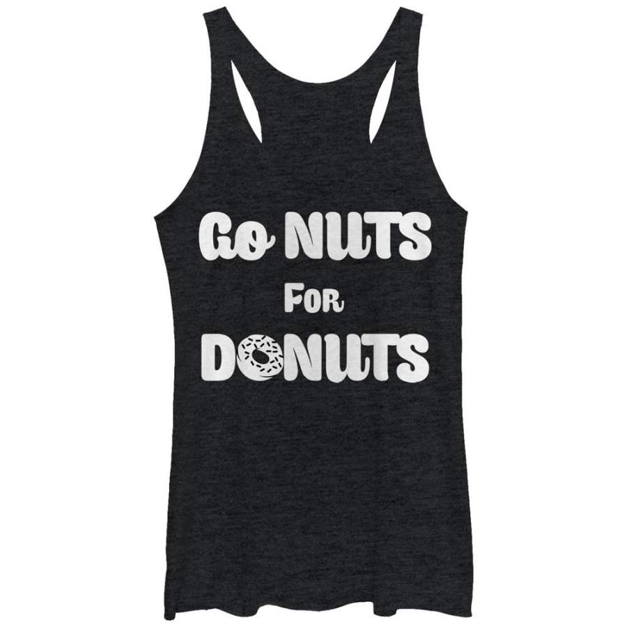 CHIN UP Women’s Go Nuts for Donuts  Racerback Tank Black Heather