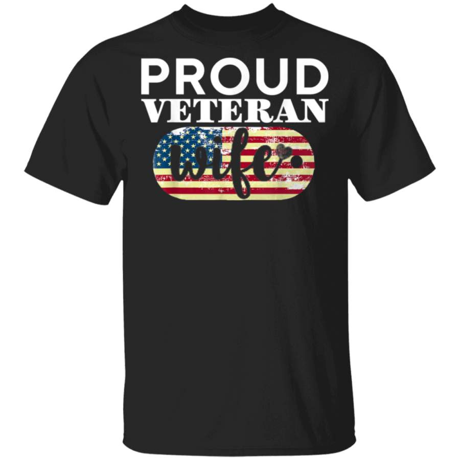 Vintage American Flag Proud Veteran Wife TShirt Cool Gift