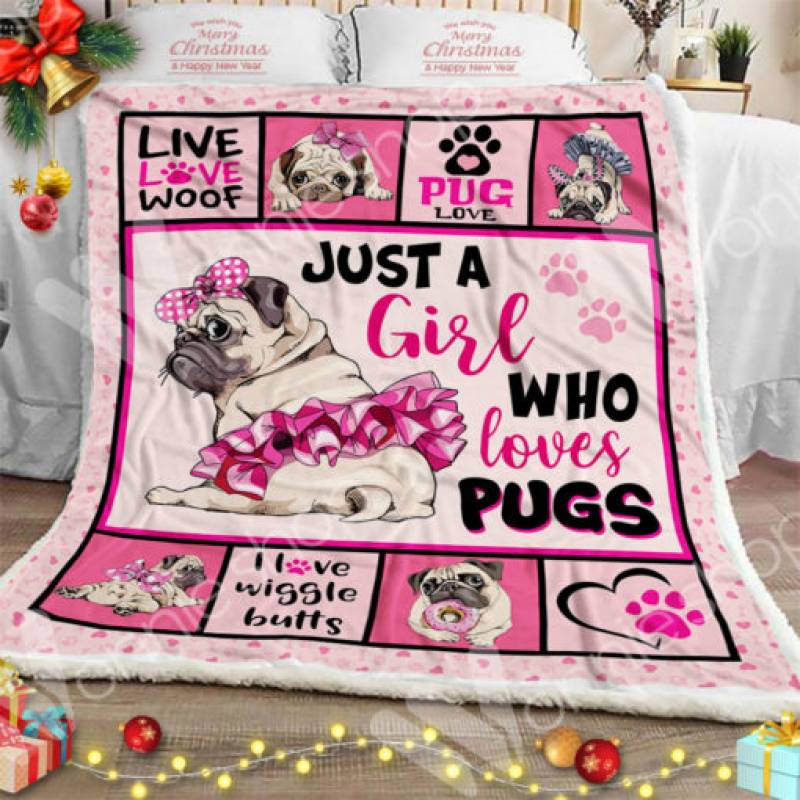 Pug Dog Sherpa Blanket OCT2902 77O53