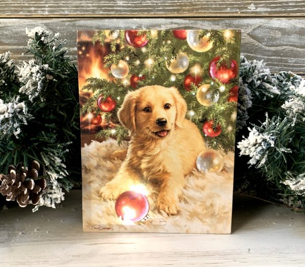 Christmas Puppy – Lighted Tabletop Canvas