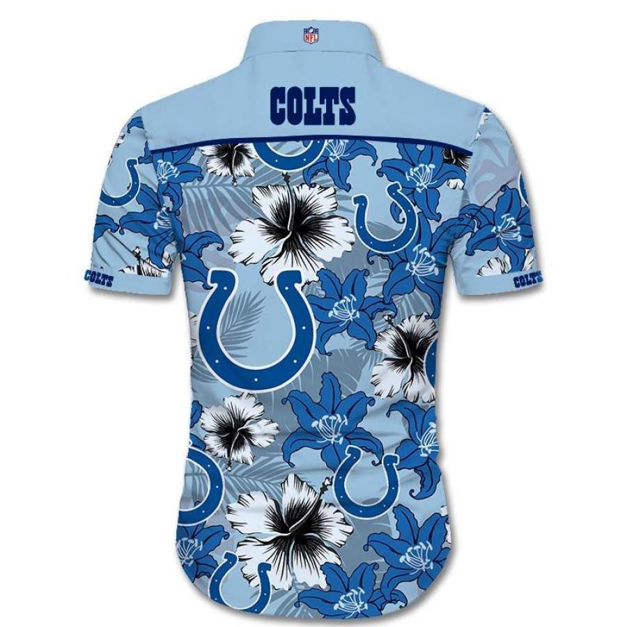 Indianapolis Colts Hawaii All Over Print Tropical Flower Short Sleeve Slim Fit Body Ha21441