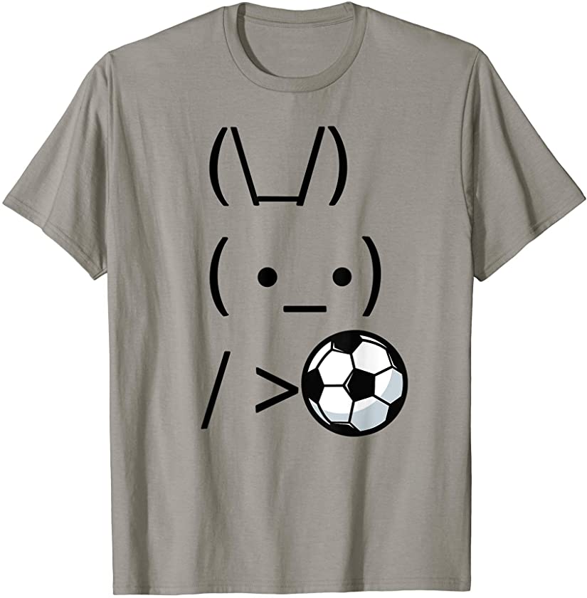 ASCII Art Bunny Rabbit Holding a Soccer Ball T-Shirt