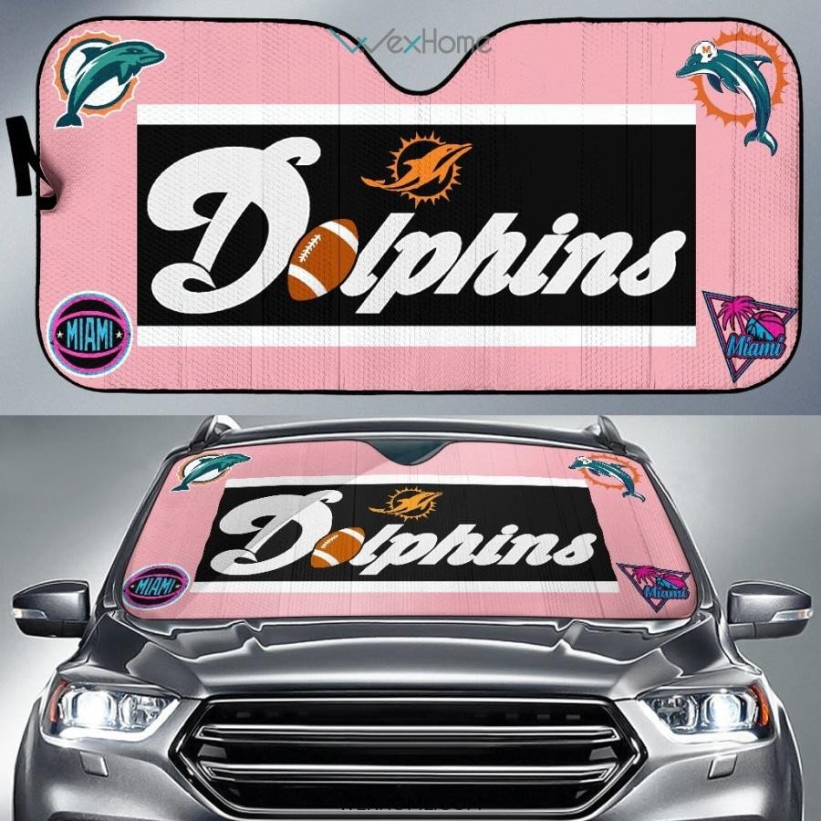 Miami Dolphins Vertical Poster Pink Car Sun Shade Cover Auto Windshield