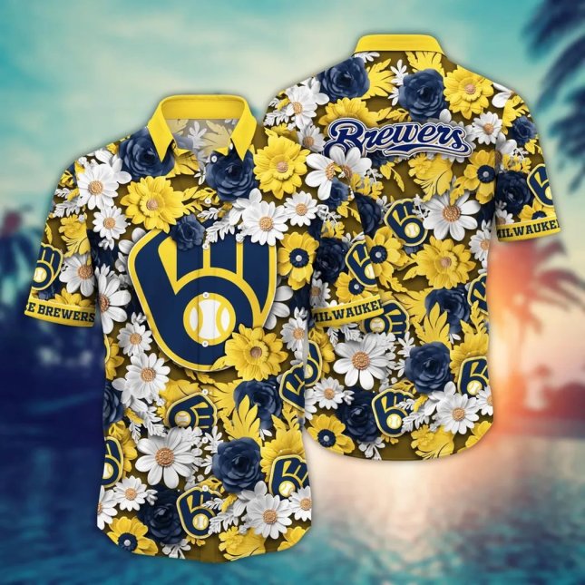 Milwaukee Brewers Hawaiian Shirt Summer Garden Design