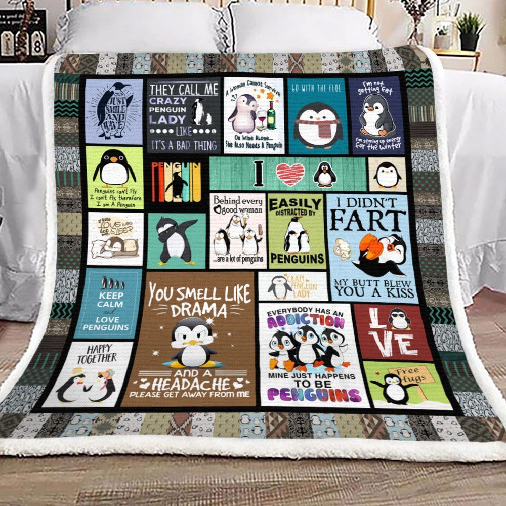 Crazy Penguin Sherpa Fleece Blanket KOPS