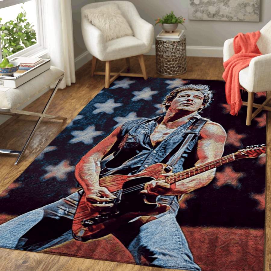 Bruce Springsteen The Boss Singer And Musician Art Area Rug