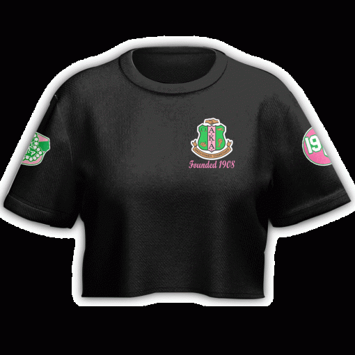 Alpha Kappa Alpha Soror Inc 1908 Black Crop Top T Shirt