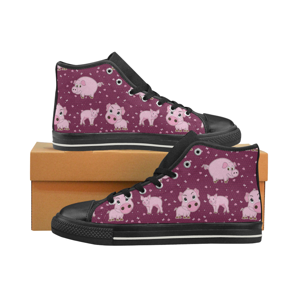 Pig Black Women’s Classic High Top Canvas Shoes