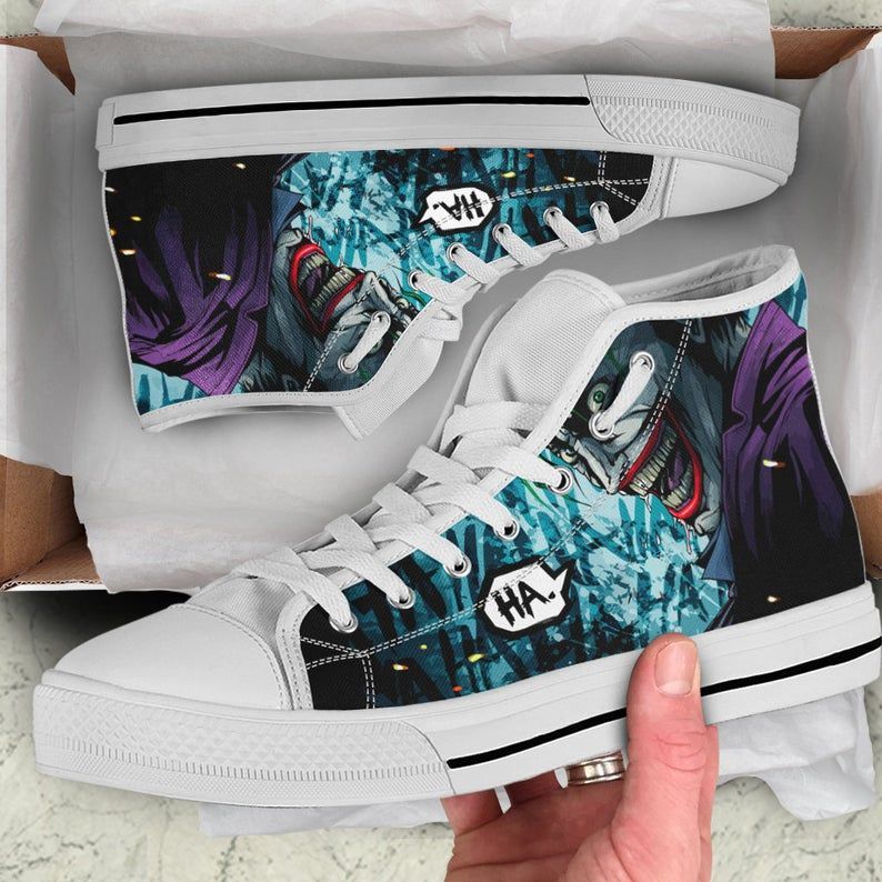 Joker Painted High Top Joker Custom High Top Harley Quinn Print Shoes Joaquin Phoenix Movie Shoes Casual White High Top Shoes Joaquin Phoenix
 x Lady Gaga
