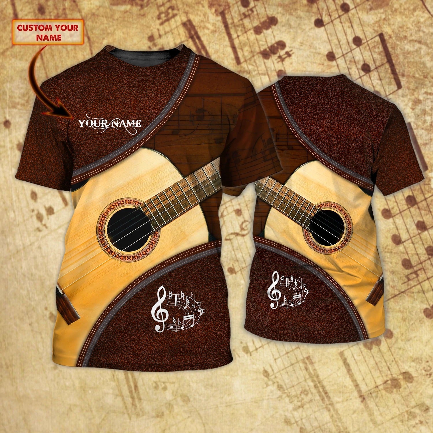 Personalized 3D All Over Print Guitar Shirt, Sublimation 3D Full Printed Shirts For Guitar Lover