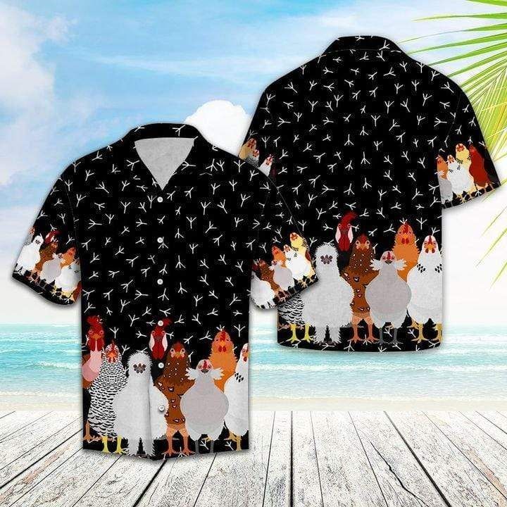 Get Now Cute Chickens Black Hawaii Aloha Shirts Ha23435