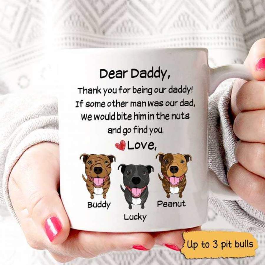 Pit Bull Thank You For Being My Dog Dad Personalized Mug