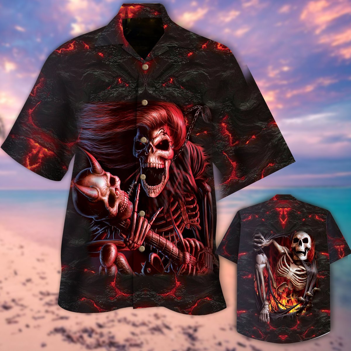 Red Skull Halloween Hawaii Shirt For Men Women Ha64849