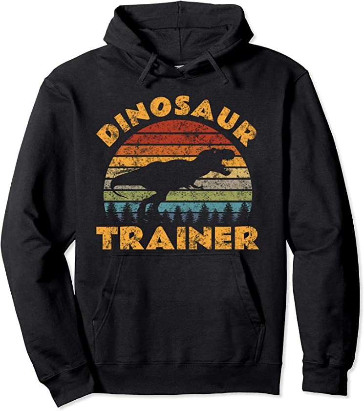 Vintage Dinosaur Trainer Halloween Costume Retro Sunset Dino Pullover Hoodie