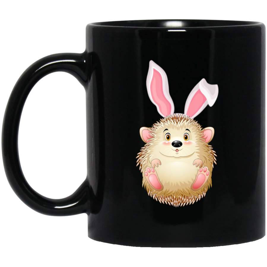 Porcupine Bunny Hat Happy Easter Day Easter 11oz 15oz Black Mug Happy Easter Day Funny Colors Eggs Bunny Ears Peeps Cute