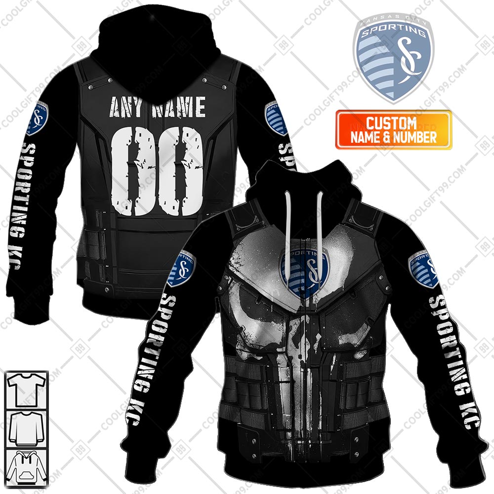 Personalized Sporting Kansas City Design With Skull Punisher Custom Jersey