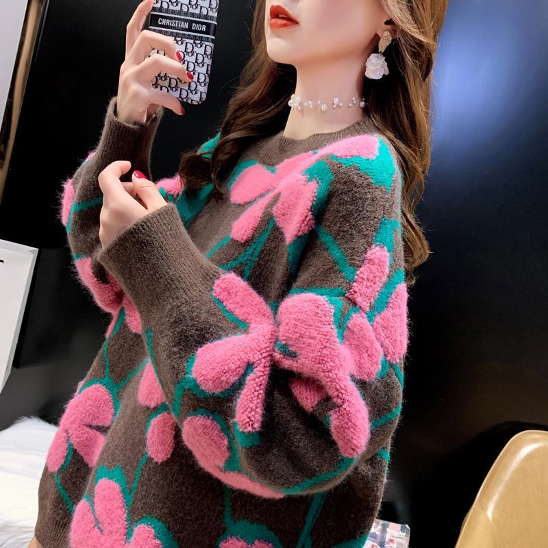 Women Pullover Sweaters 2022 Autumn Winter Tops Korean Slim Flower Women Pullover Knitted Sweater Jumper Soft Warm Pull Femme alx