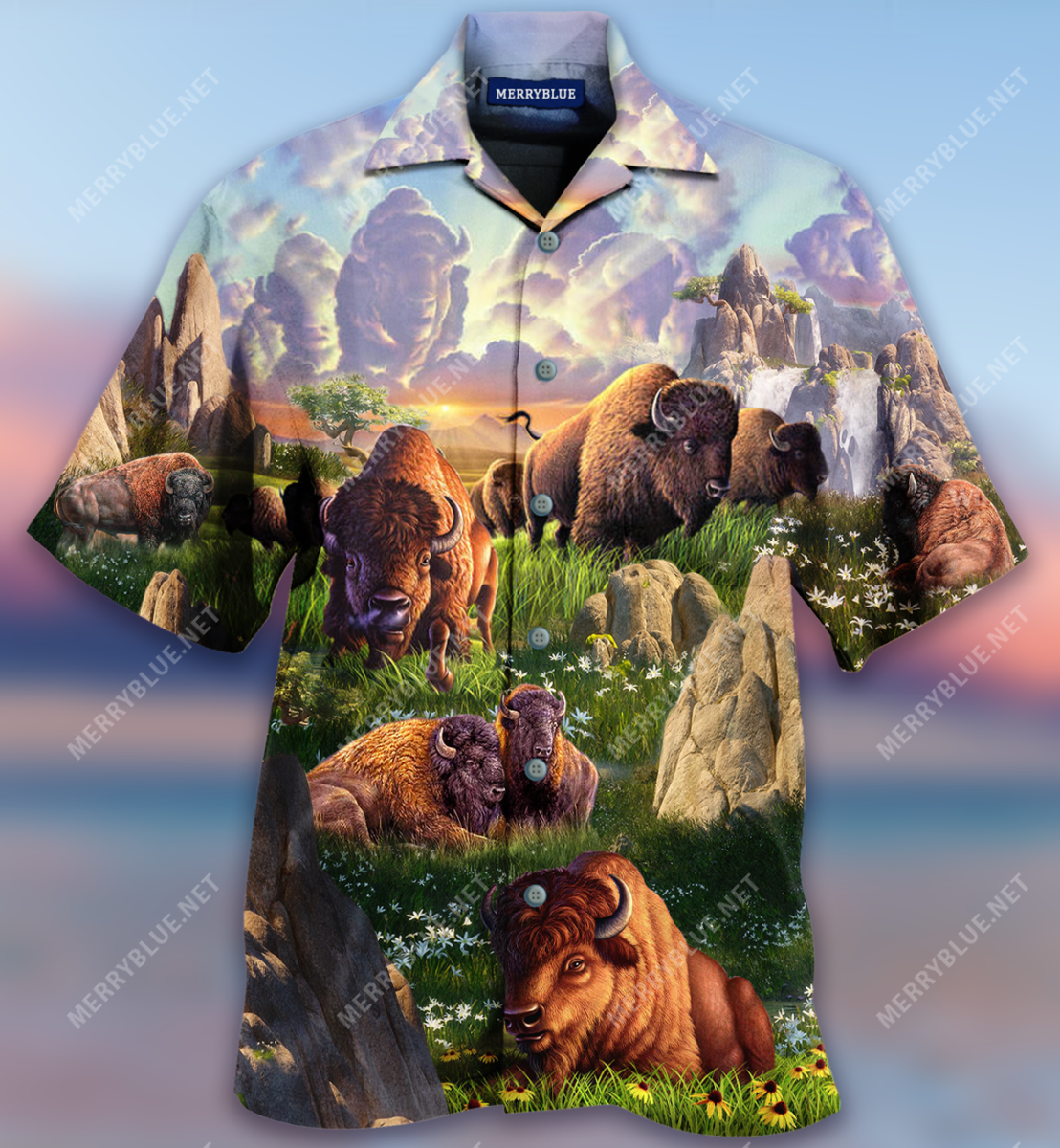 American Bison At Sunrise Unisex Hawaii Shirt Ha46623