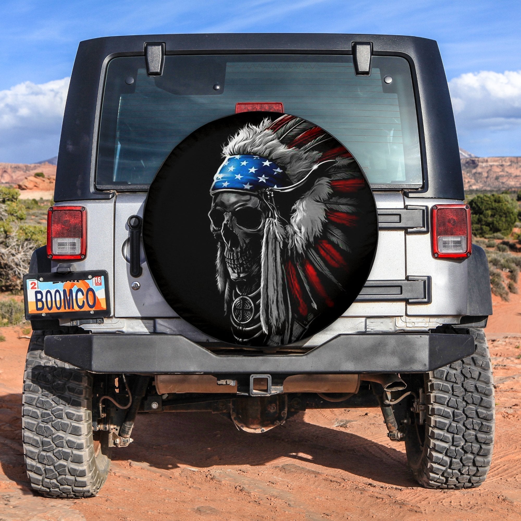 Jeep Native American Skull Spare Tire Cover No.7 Lt6