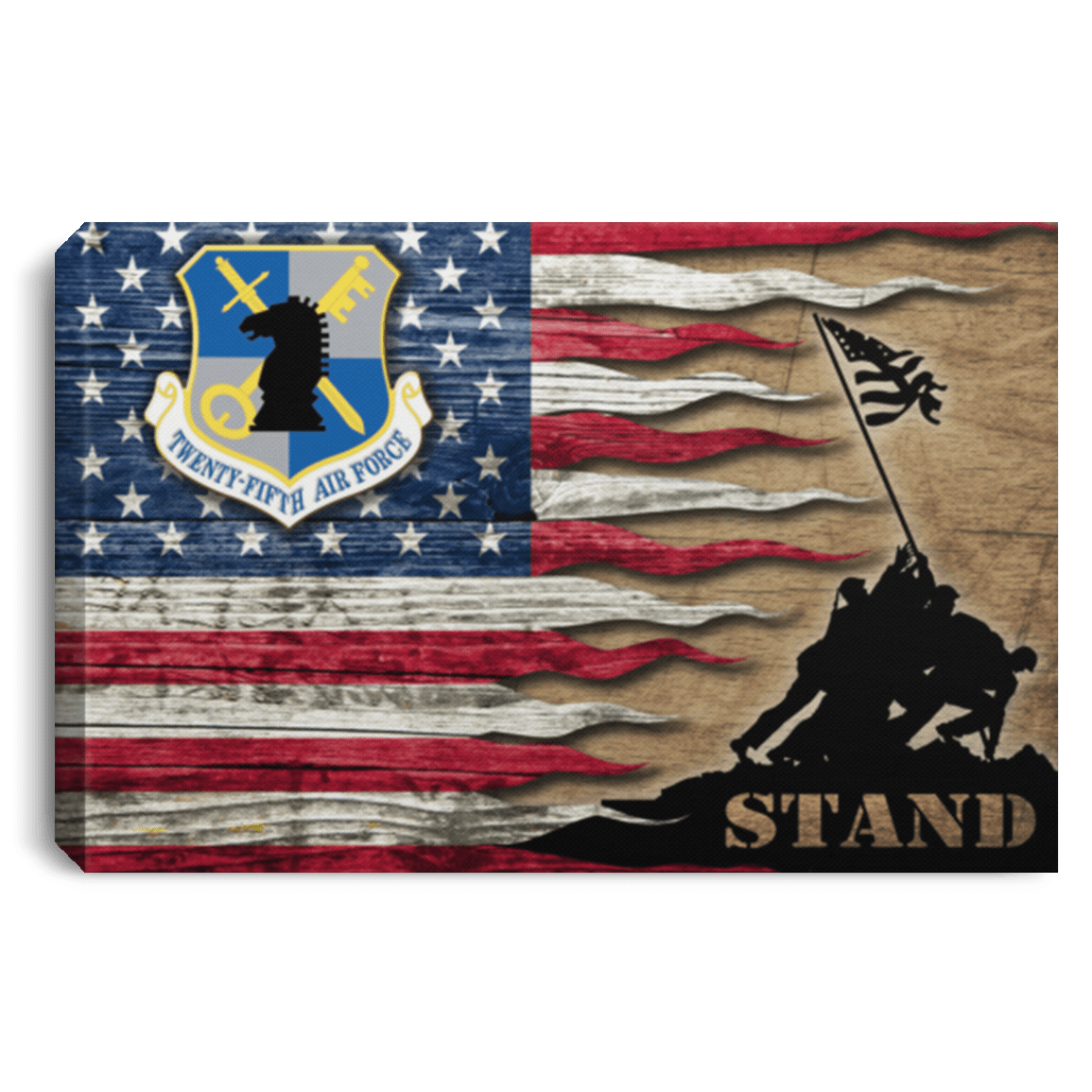 Air Force Intelligence Command Stand For The Flag 18X12 Inches Landscape Canvas .75In Frame