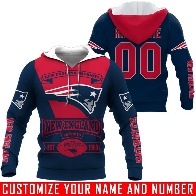 New England Patriots – EST 1960 – CUSTOMIZE NAME AND NUMBER – HOT SALE 3D PRINTED – NOT IN STORE