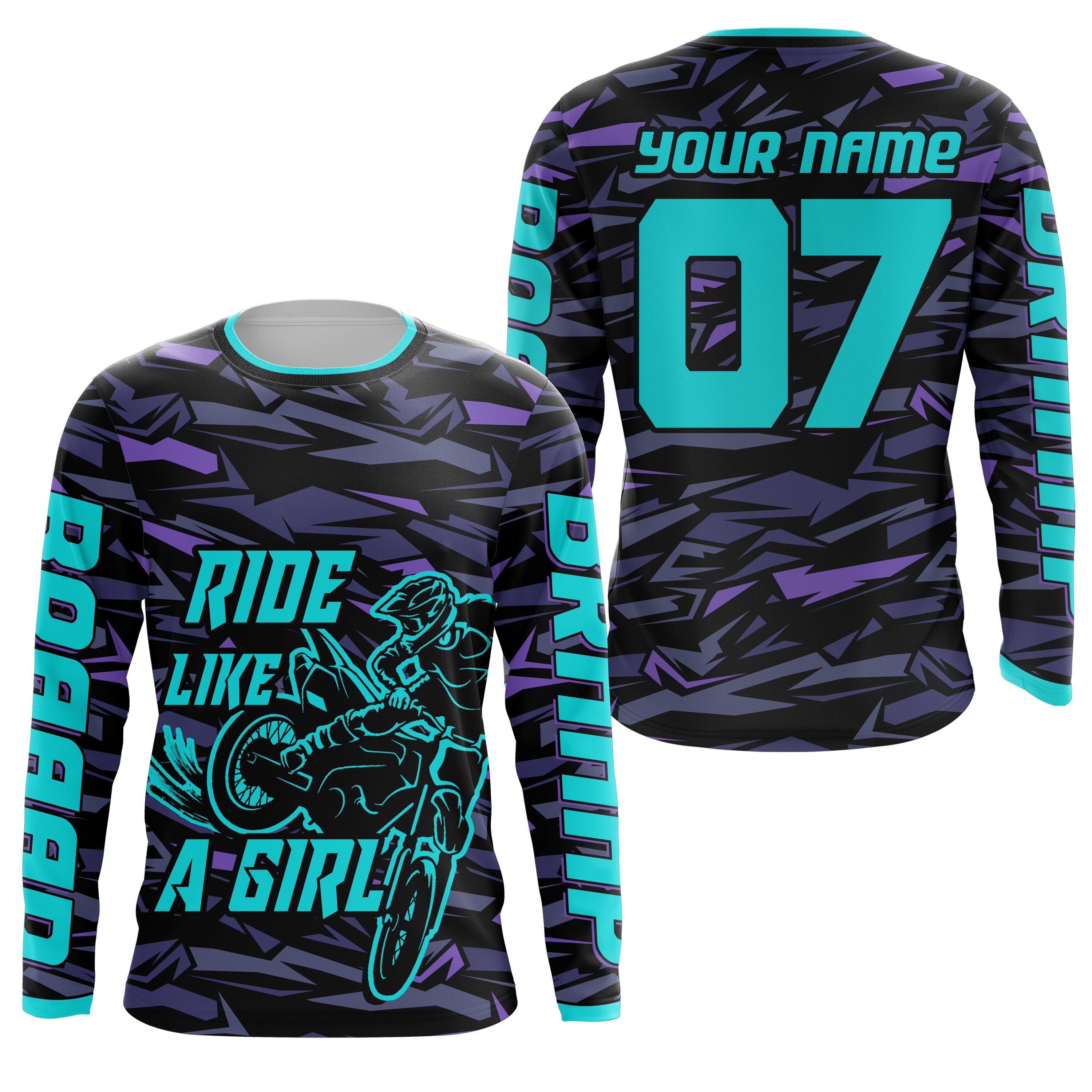 Wearzone Style Ride Like A Girl Personalized Mx Racing Jersey Girls Women Motocross Dirt Bike Long Sleeves Nms1111