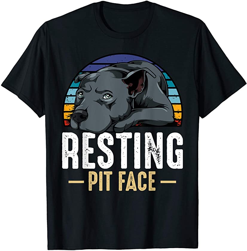 Resting Pit Face Pitbull Funny Cute Dog Pet Animal Lover T-Shirt