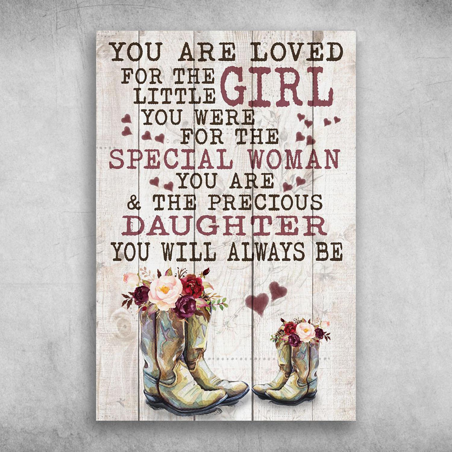 You Are Loved For The Little Girl Flower Boot Poster Print Wall Art Canvas Wall Decor