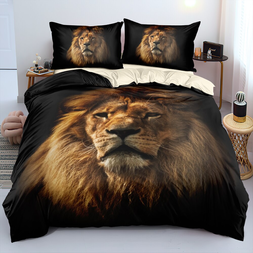 3D Black Lion Bedding Set Ab Double-Sided Blanket Cover Set Full Queen King Size Bed Linen Fashion Duvet Covers