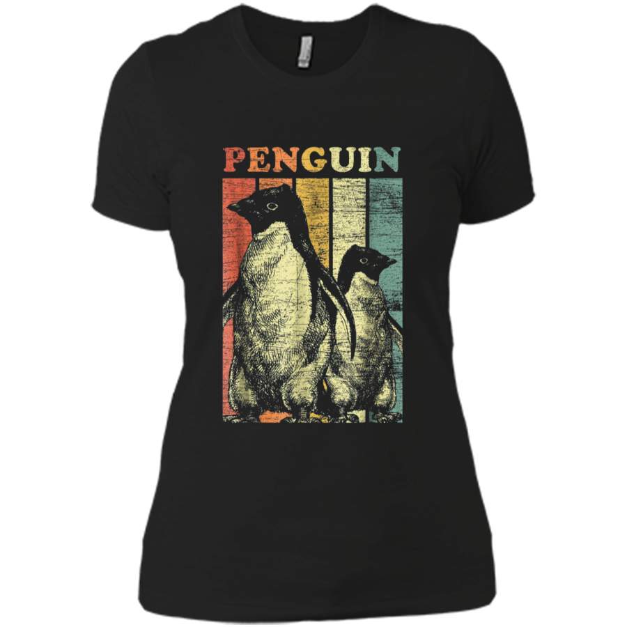 Penguin  Retro Vintage Zoo Sea Bird Ocean Australia Next Level Ladies Boyfriend Tee