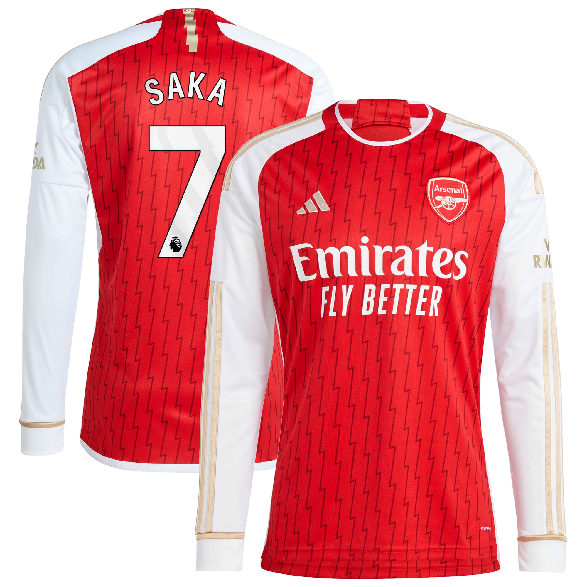 Bukayo Saka Arsenal 2023/24 Home Replica Player Long Sleeve Jersey – Red