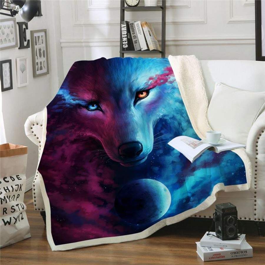 Wolf Throw Blanket | Animal Wolf Fleece Blanket for Adult Kids