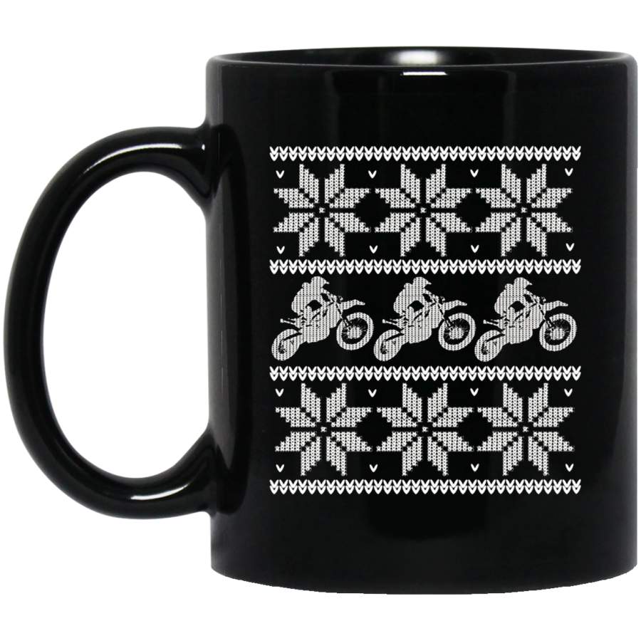 Ugly Christmas Sweater  Motocross Dirt Bike XMAS 11 oz 15 oz Black Mug