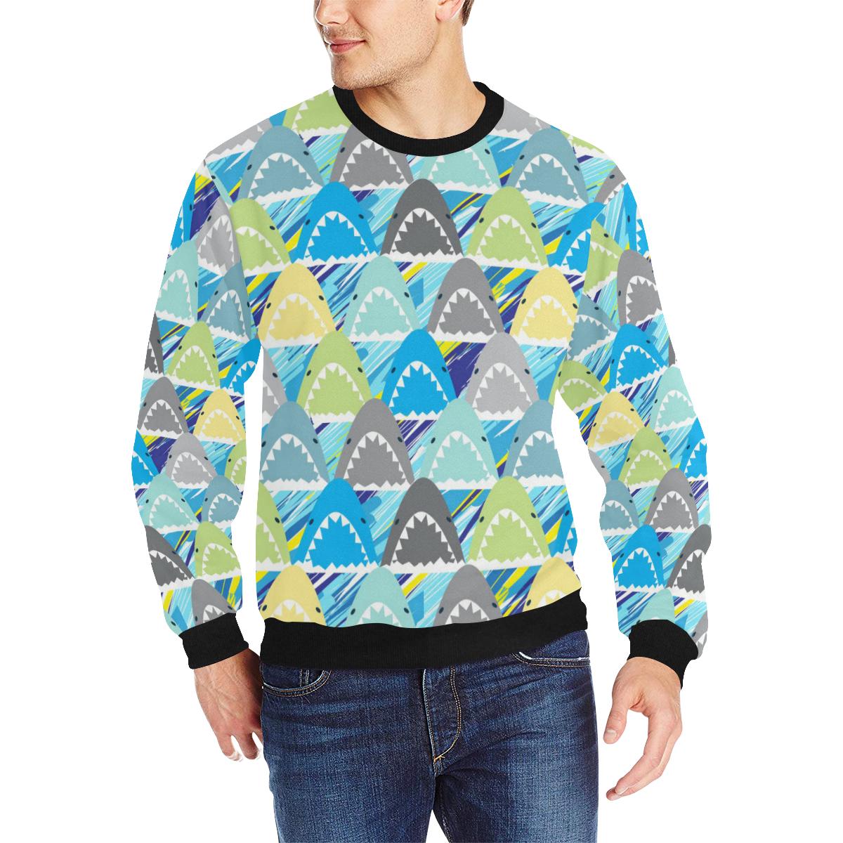 Shark Head Pattern Men’s Crew Neck Sweatshirt