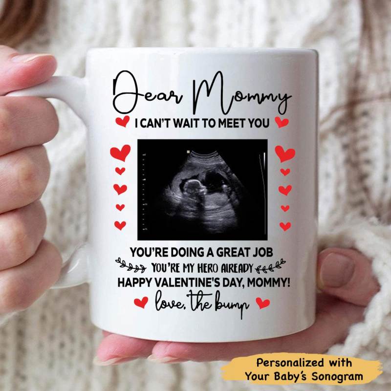 Personalized Mommy Happy Valentine’S Day The Bump Mug Gift For Mom