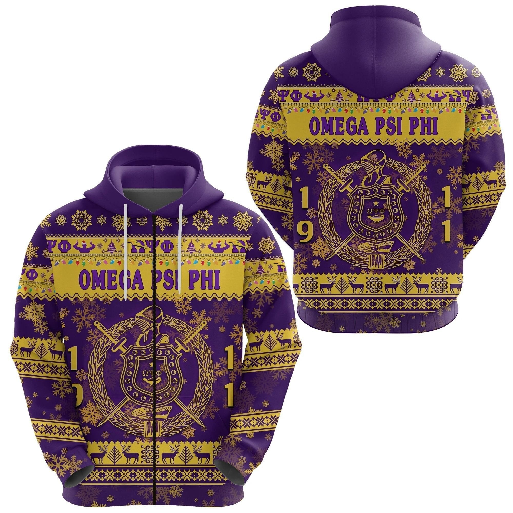 Fraternity Hoodie – Omega Psi Phi Fraternity Christmas Simple Viber Zip Hoodie