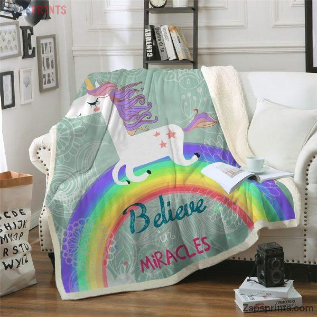 Believe Miracles Unicorn Blanket