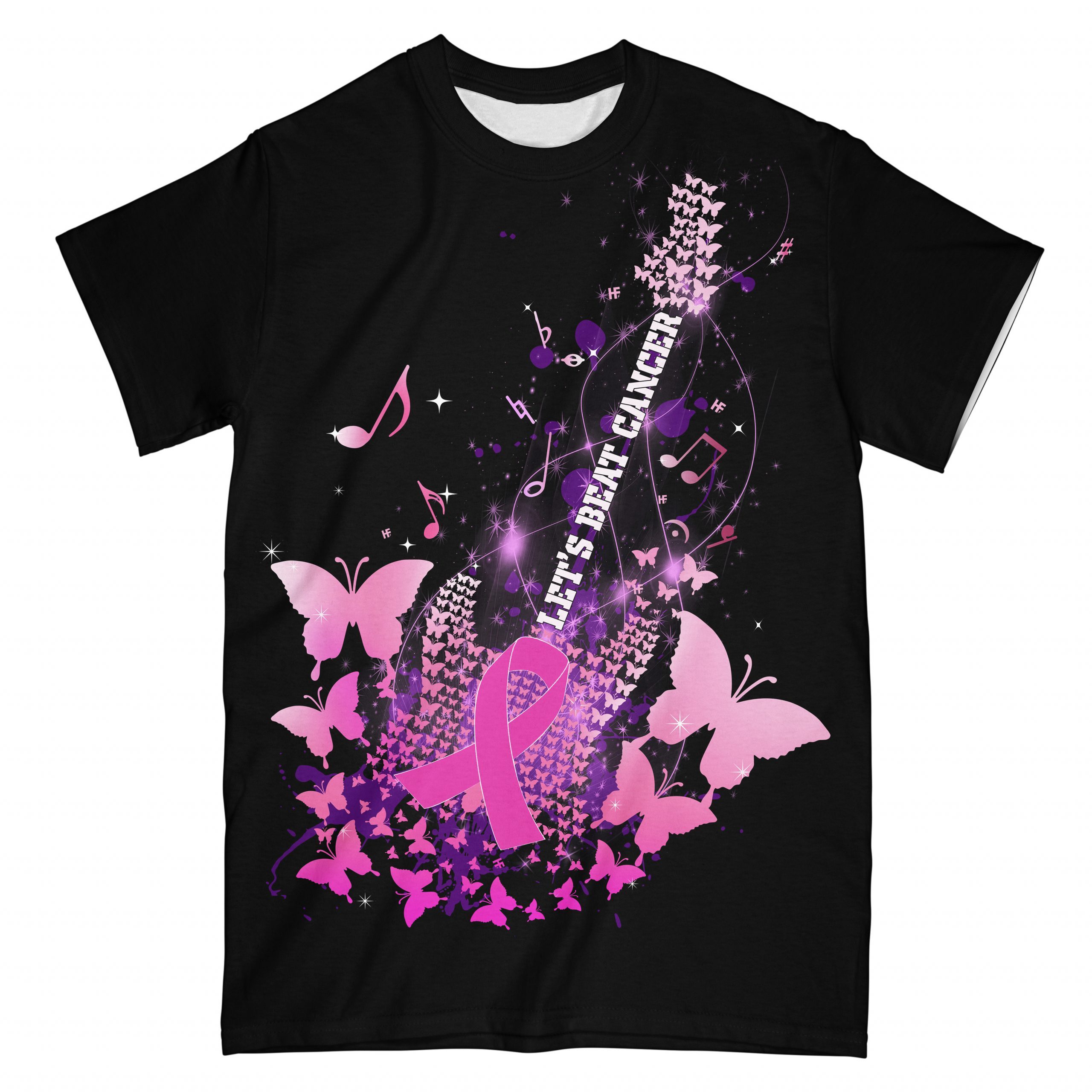 Butterfly Guitar Breast Cancer Awareness Ez10 2503 All Over T-Shirt