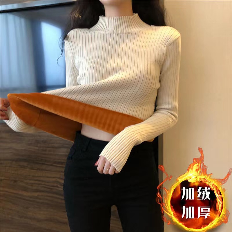 Warm And Thick Sweater Half Turtleneck Women’s Autumn And Winter 2022 New Solid Color Slim Fit Thin Knitted Sweater Pullover alx